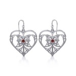 Celtic Triple Goddess Love Peace Earrings with Garnet