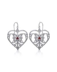 Celtic Triple Goddess Love Peace Earrings with Garnet