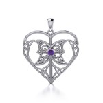 Celtic Triple Goddess Love Peace Pendant with Amethyst