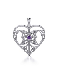 Celtic Triple Goddess Love Peace Pendant with Amethyst