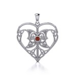 Celtic Triple Goddess Love Peace Pendant with Garnet