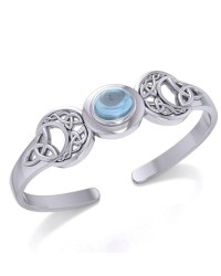 Celtic Triple Moon Cuff Bracelet with Blue Topaz