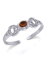 Celtic Triple Moon Cuff Bracelet with Garnet