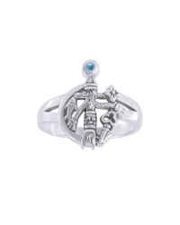 Cimaruta Witch Ring with Blue Topaz