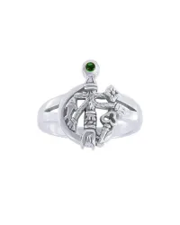 Cimaruta Witch Ring with Emerald