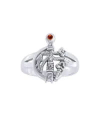 Cimaruta Witch Ring with Garnet