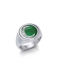 Crescent Moon Emerald Flip Ring