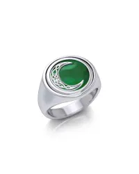 Crescent Moon Emerald Flip Ring