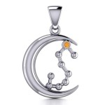 Crescent Moon and Scorpio Astrology Constellation Pendant