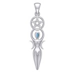 Goddess Pendant with Blue Topaz Gemstone