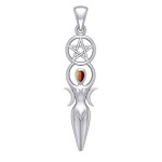 Goddess Pendant with Garnet Gemstone