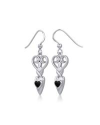 Goddess with Black Onyx Heart Earrings