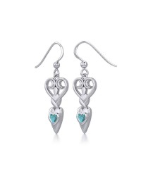 Goddess with Blue Topaz Heart Earrings