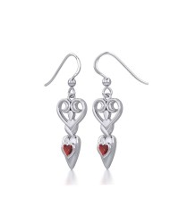 Goddess with Garnet Heart Earrings