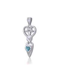 Goddess with Blue Topaz Heart Pendant