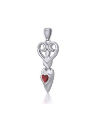 Goddess with Garnet Heart Pendant