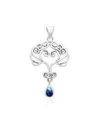 Heart Tree of Life Silver Azurite Pendant