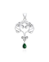 Heart Tree of Life Silver Malachite Pendant