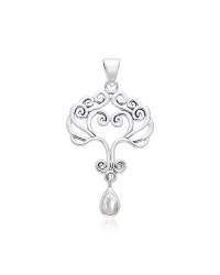 Heart Tree of Life Silver Mother of Pearl Pendant