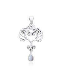 Heart Tree of Life Silver Opal Pendant