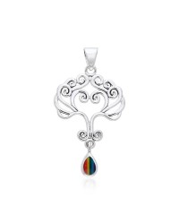 Heart Tree of Life Silver Rainbow Pendant