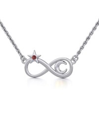 Infinity Moon and Star Silver Necklace 