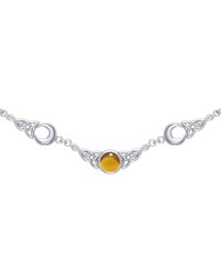 Magick Moon Silver Necklace with Amber Gem