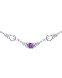 Magick Moon Silver Necklace with Amethyst Gem