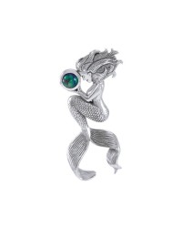 Mermaids Oracle Silver Pendant with Azurite Gemstone