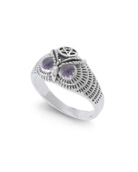 Owl with Amethyst Eyes and Star Ring