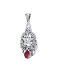 Pentacle Knot Pendant with Garnet Gemstone