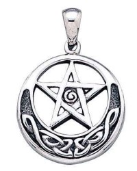 Spiral Pentacle Sterling Silver Pentagram Pendant