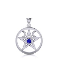 Pentacle Sterling Silver Lapis Gemstone Pendant