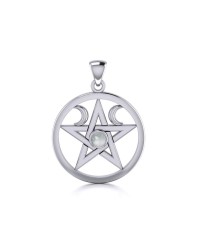 Pentacle Sterling Silver Moonstone Gemstone Pendant