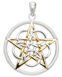 Textured Silver and Gold Pentagram Pendant