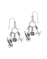 Pisces Astrology Earrings with Gems