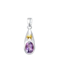 Pisces Zodiac Sign Pendant with Amethyst