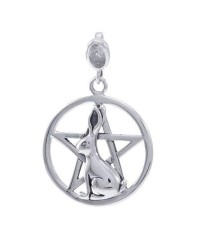 Rabbit Ostara Pentacle Pendant with Gemstone