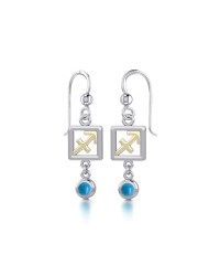 Sagittarius Zodiac Sign Earrings with Turquoise