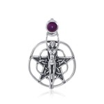 Goddess Pentagram Pendant with Amethyst