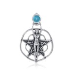 Goddess Pentagram Blue Topaz Pendant