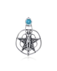 Goddess Pentagram Blue Topaz Pendant