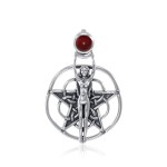 Goddess Pentagram Pendant with Garnet