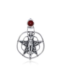 Goddess Pentagram Pendant with Garnet