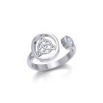 Triquetra Ring with Rainbow Moonstone Gemstone