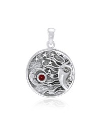 Sun Moon Stars Garnet Pendant