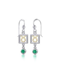 Taurus Zodiac Sign Earrings with Emerald