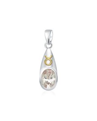 Taurus Zodiac Sign Pendant with White Cubic Zirconia