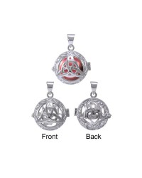 Triquetra Harmony Globe Pendant with Red Bola Ball