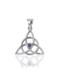 Triquetra Silver Amethyst Gemstone Pendant